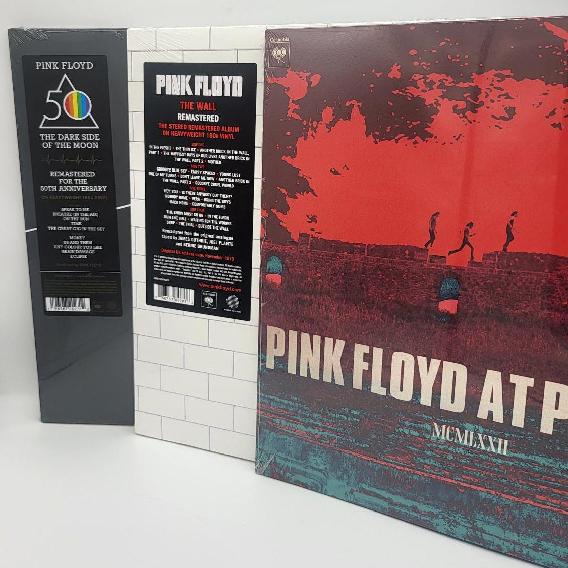 Bundle Vinili Pink Floyd - The Dark Side Of The Moon, The Wall,  Live at Pompeii MCMLXXII – Trilogia Leggendaria in LP Origina