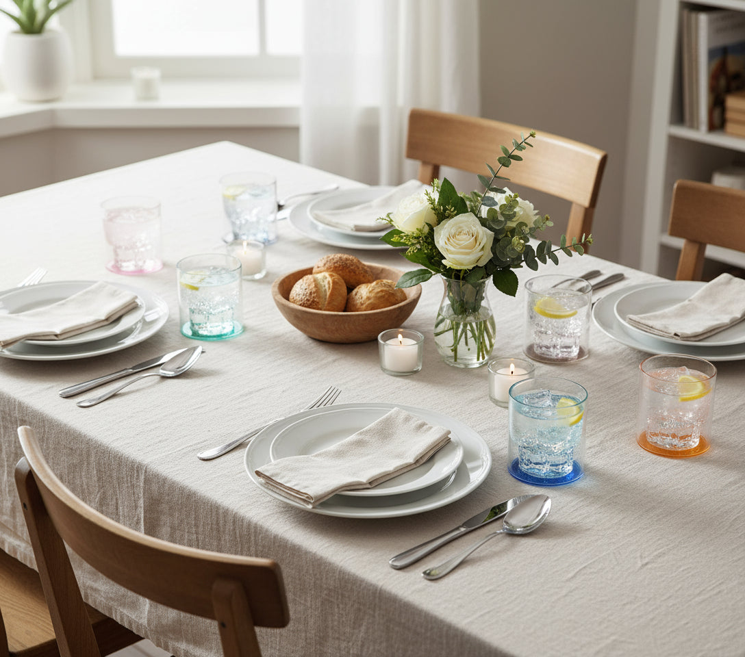 WD Lifestyle - Set 6 Bicchieri in Vetro con Scritta Decorativa e Fondo Colorato