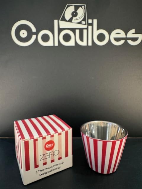 Quy Cup - Tazzina Termica Acciaio Inossidabile a Righe Rosse