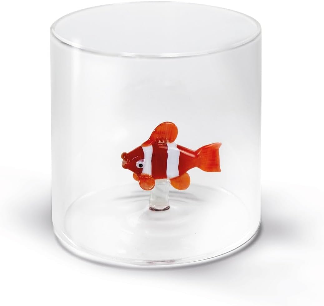 WD Lifestyle - Bicchiere in Vetro Borosilicato Pesce Pagliaccio