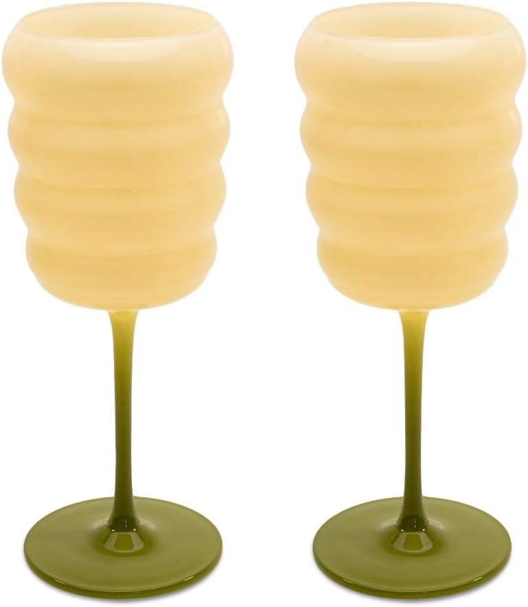 WD Lifestyle - Set 2 Calici Vino in Vetro Bianco Verde