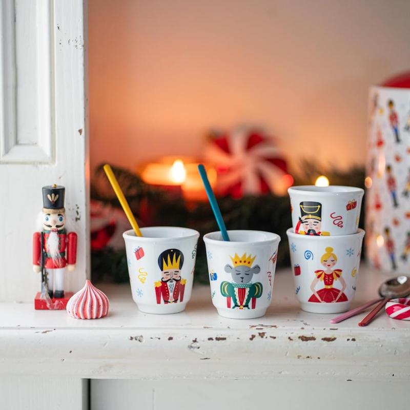 Bialetti - Schiaccianoci Set 4 Bicchierini in Porcellana