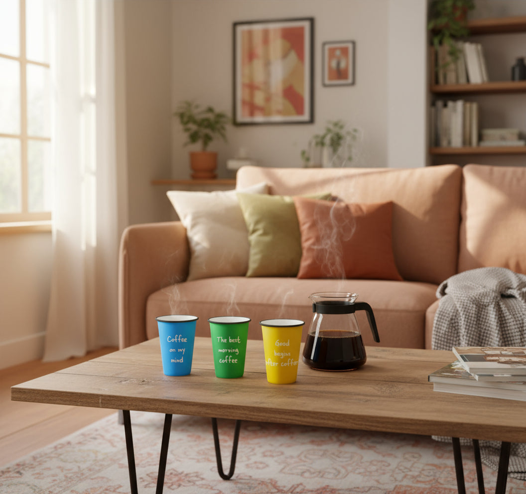 WD Lifestyle - Set di 4 Mug Multicolor con Scritte