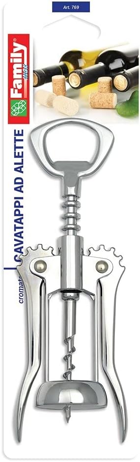 Cavatappi family in acciaio Cromato con stappa bottiglie