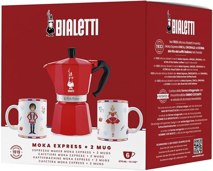 Bialetti - Moka Rossa 6 Tazze con Due Mug