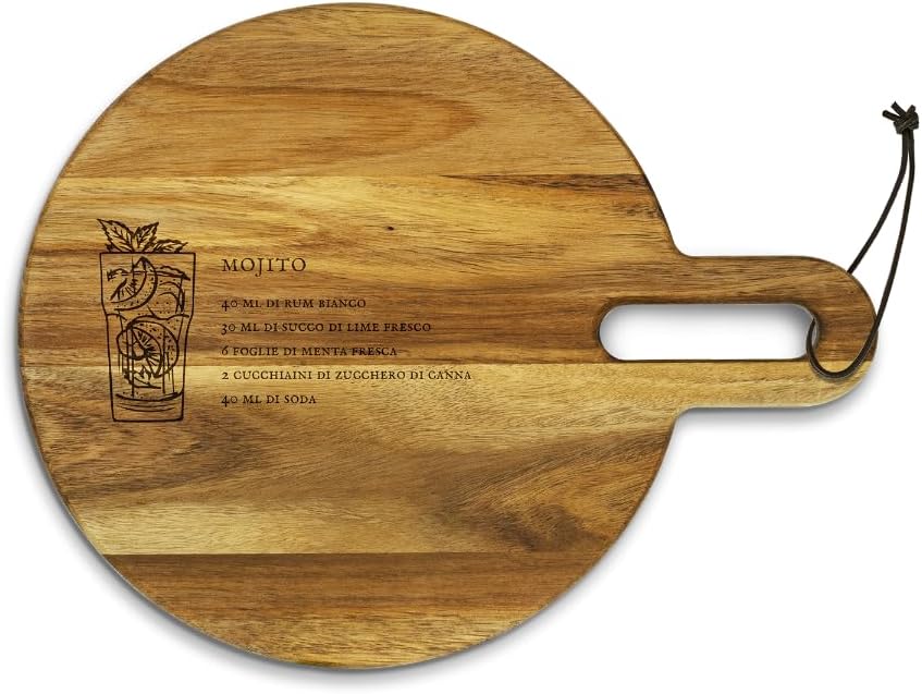 Tavola in Acacia Motivo: Mojito Dimensioni 31,6 x  24,6 cm