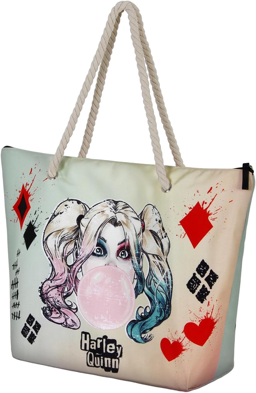 Karactermania Harley Quinn Mad Love-Borsa da Spiaggia Soleil, Beige, 52 x 37 cm
