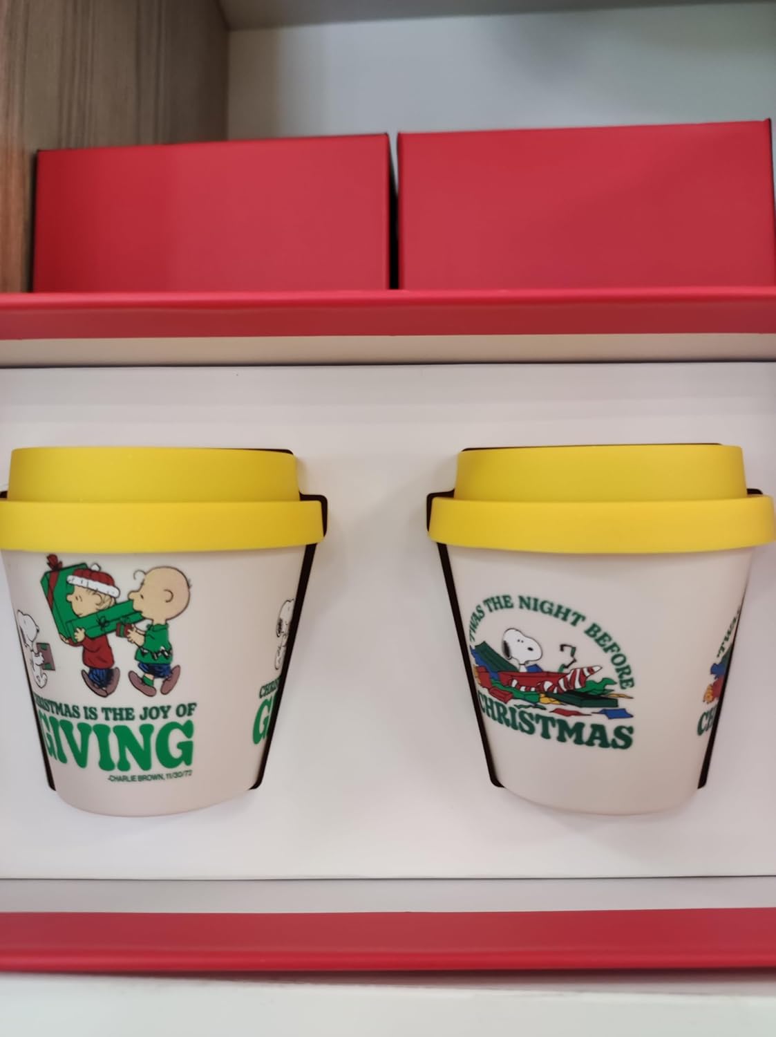 Quy Cup - Set 2 Tazzine Espresso Natale con Tappo Giallo