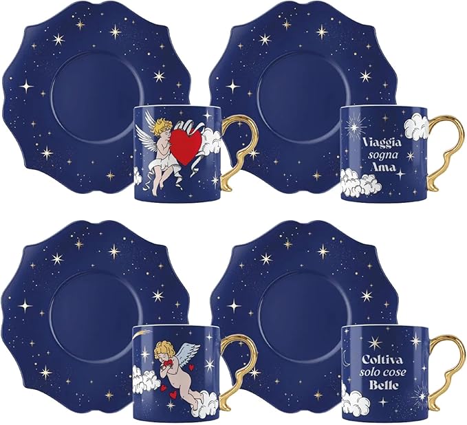 Bialetti - Set 4 Tazzine con Piattino Angeli