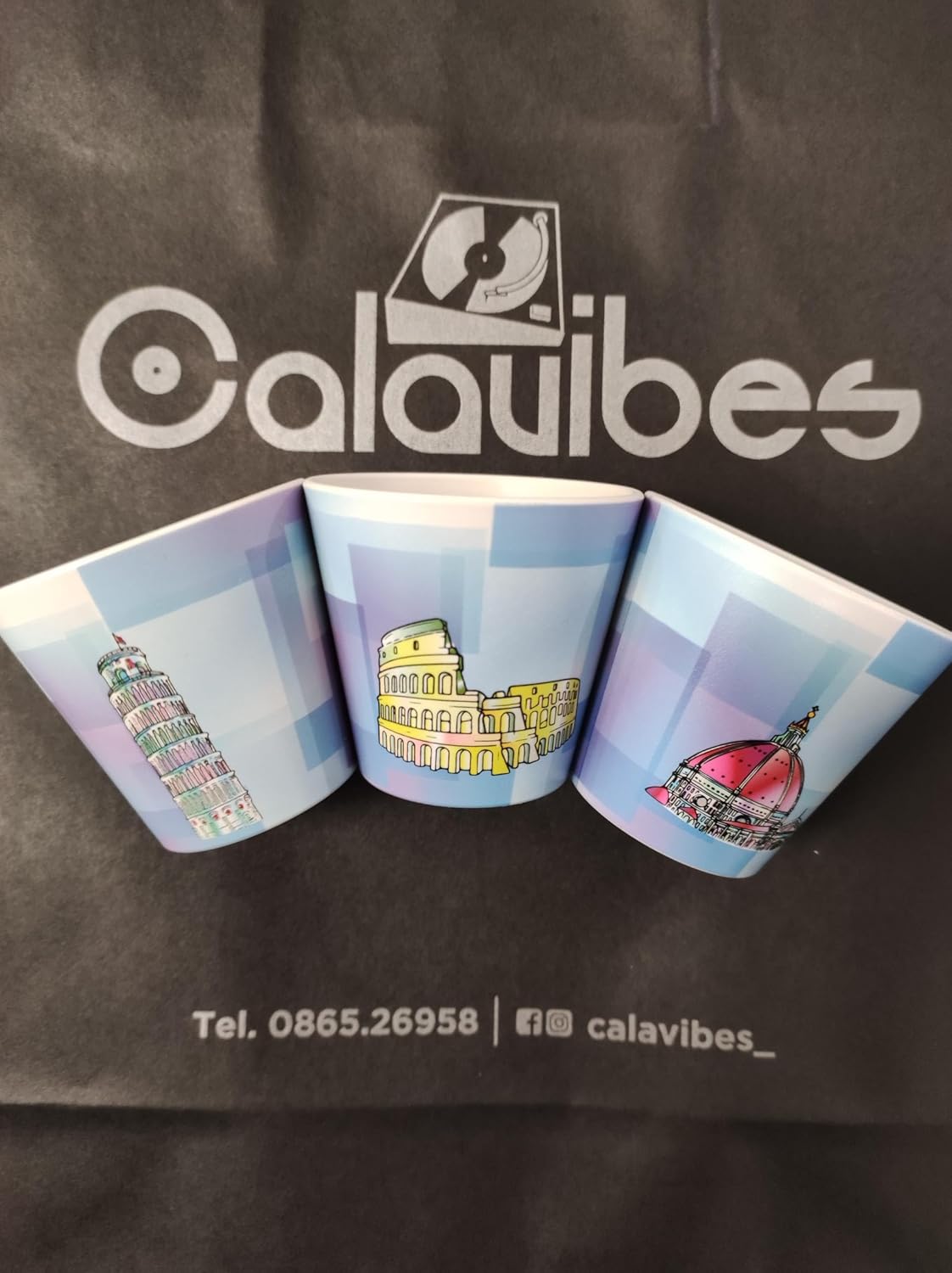 Quy Cup - Set 3 Tazzine Espresso Pisa Roma Firenze