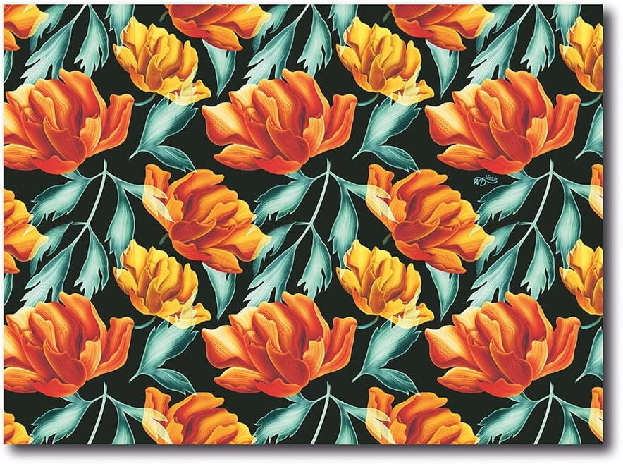 TOVAGLIETTA AMERICANA FIORI ARANCIONI 45x30CM