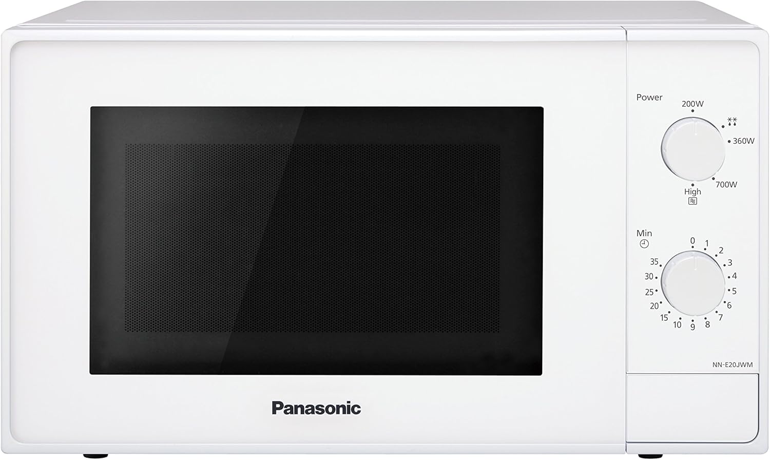 Panasonic NN-E20JWMEPG Forno a Microonde con Piatto Rotante in Vetro, 20L, 800W, Impostazione Scongelamento, 5 Livelli di Potenza, Timer, Bianco