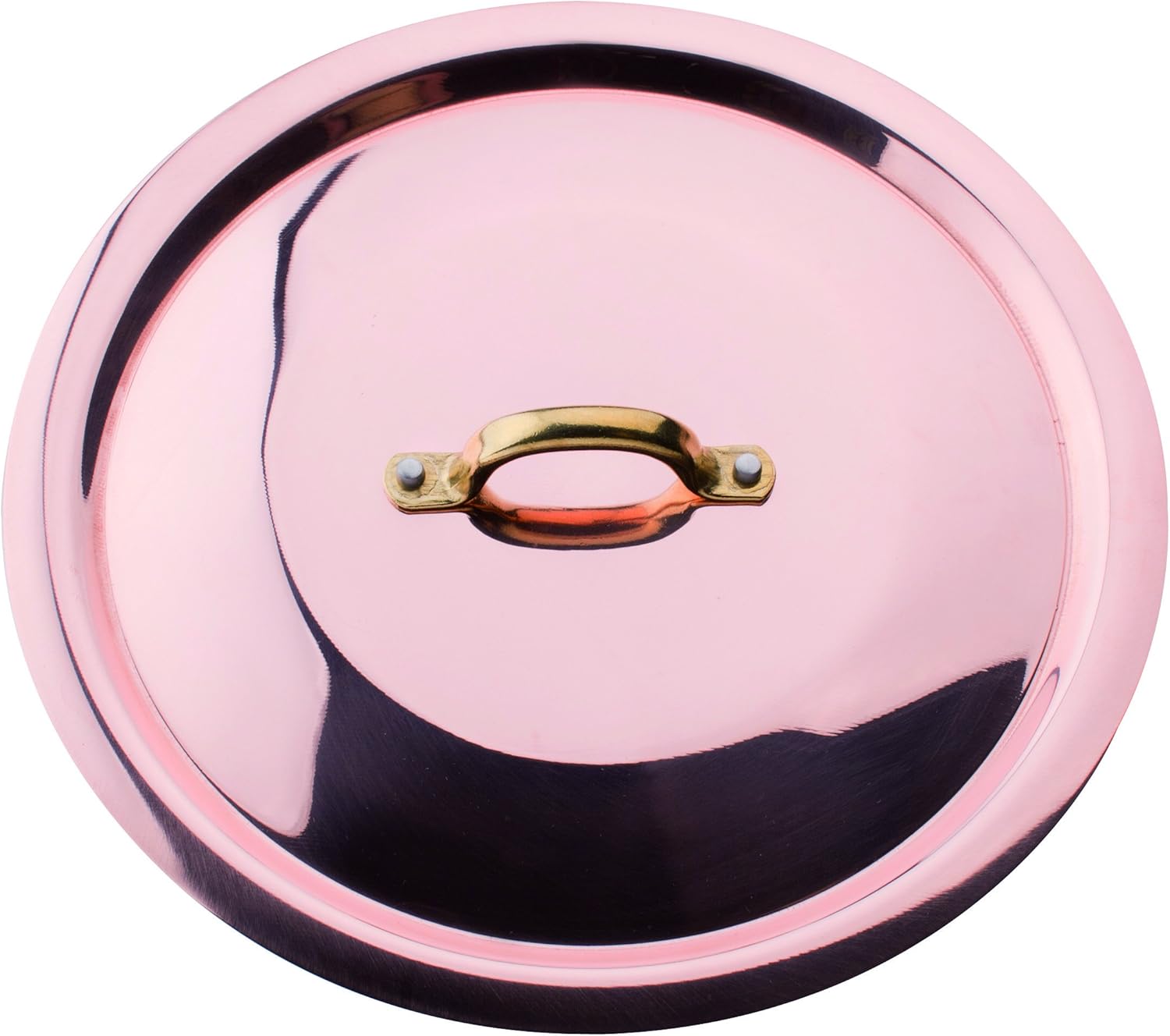 Agnelli - Coperchio in Rame Liscio Stagnato a Mano con Ponticello in Ottone - Ø 32 cm