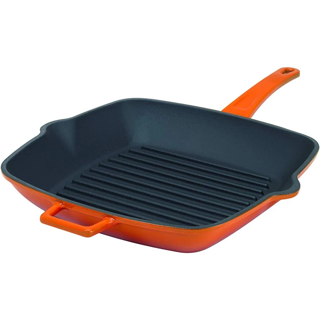 Agnelli - Griglia Bicolore con Manico e Maniglia - Ghisa, Arancio - 26 x 32 cm - COGHSGP26320O