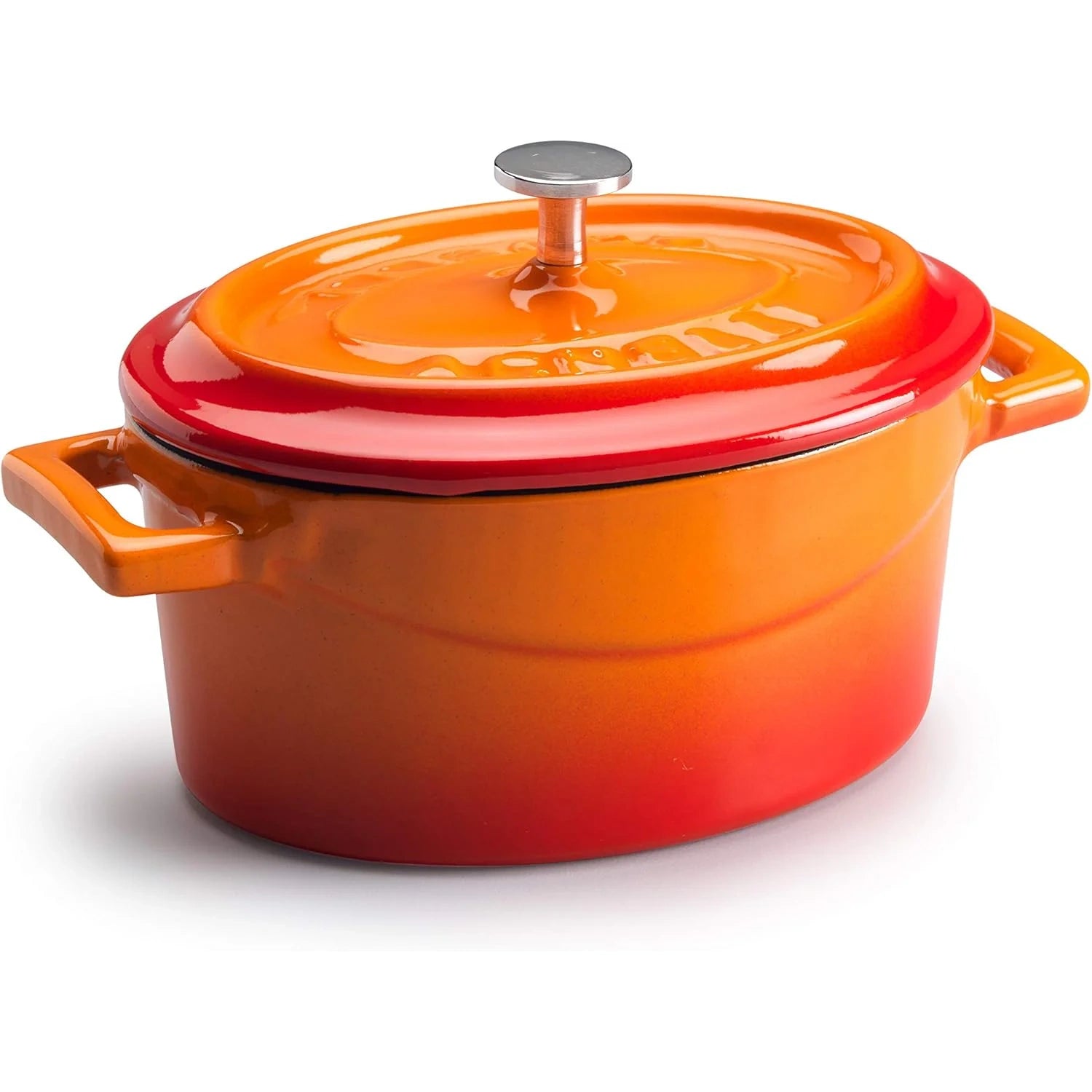 Agnelli - Linea Slowcook Casseruola Ovale in Ghisa con 2 Maniglie - 29 x 22 cm - Arancione - Coghsop12629o