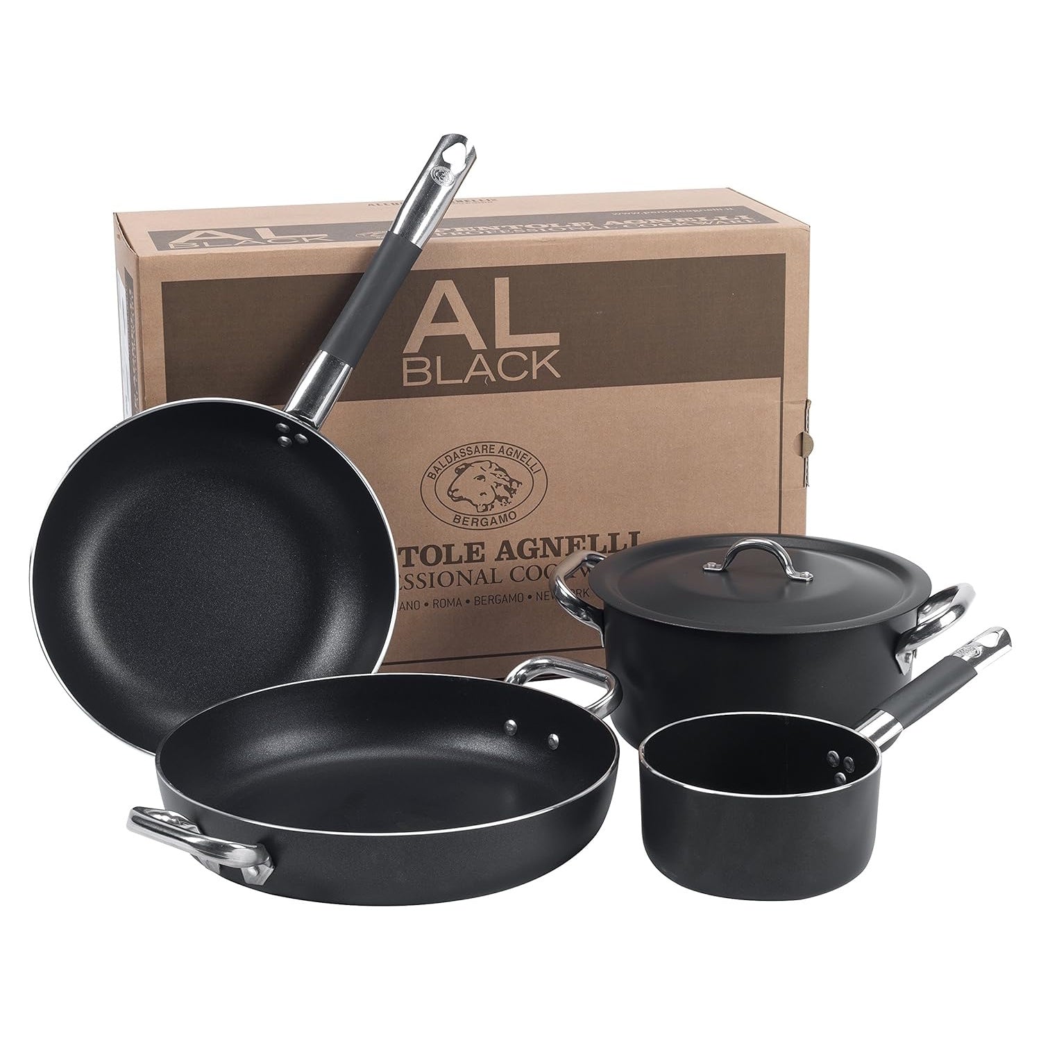 Agnelli - Set All Black per 4 Persone - Alluminio 3 mm - Cod. ALSASETALBLACK4
