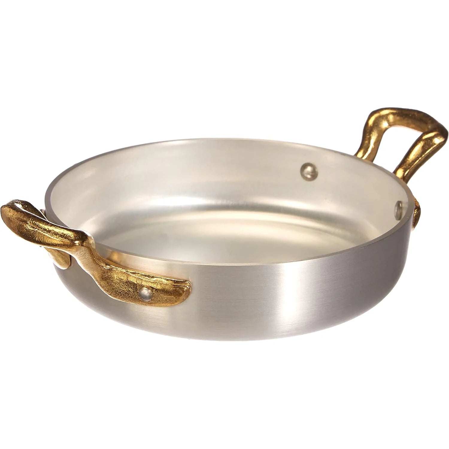 Agnelli - Tegamino a Servire in Alluminio con 2 Maniglie in Ottone - Argento - ALMA11014