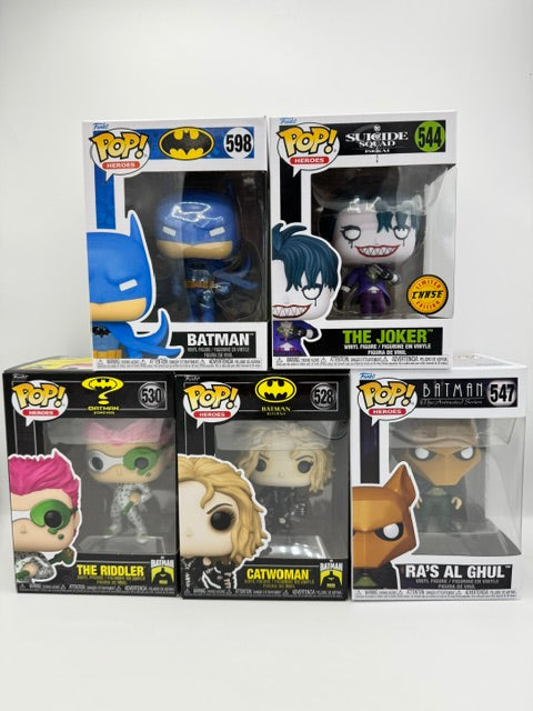 Bundle 5 Funko Pop DC Comics – Batman vs Gotham Villains (Catwoman, Joker, Riddler, Ra's al Ghul)