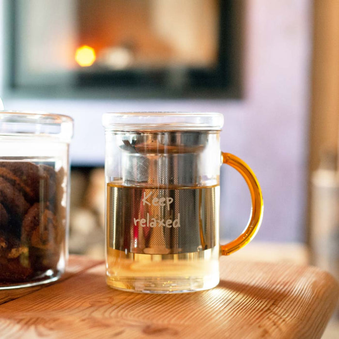 WD Lifestyle - Tisaniera in Vetro Borosilicato e Scritta Decorativa