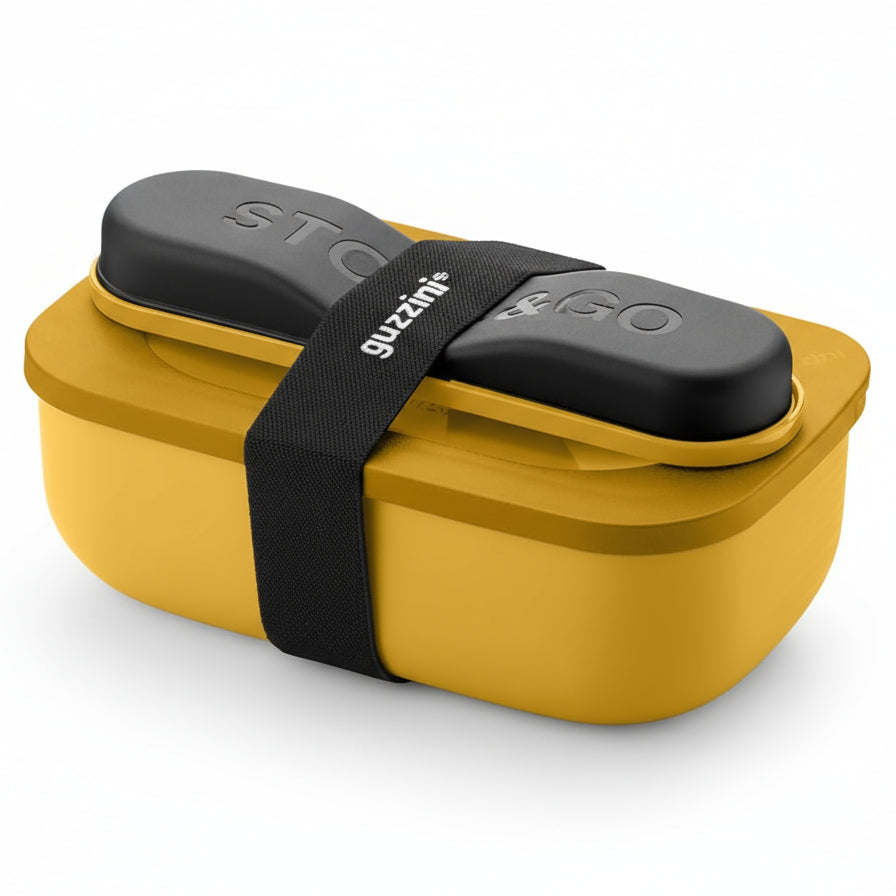 Guzzini - Store & Go Set Lunch Box con Posate da Viaggio Giallo Mango