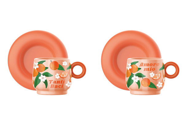 Bialetti - Set 2 Tazzine con Piattino Arance