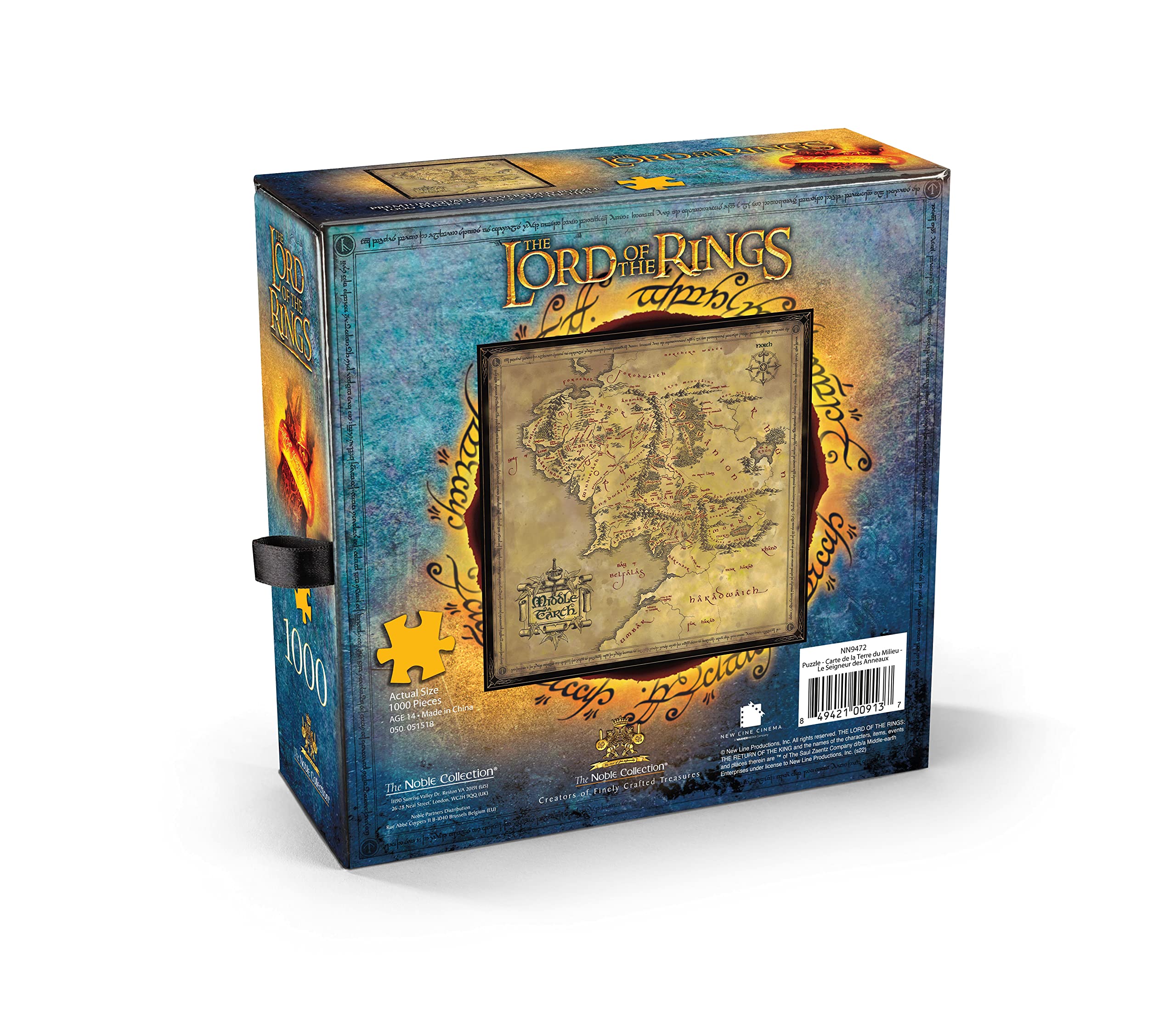 The Noble Collection - The Lord Of The Rings Mappa della Terra Di Mezzo Puzzle 1000 Pz