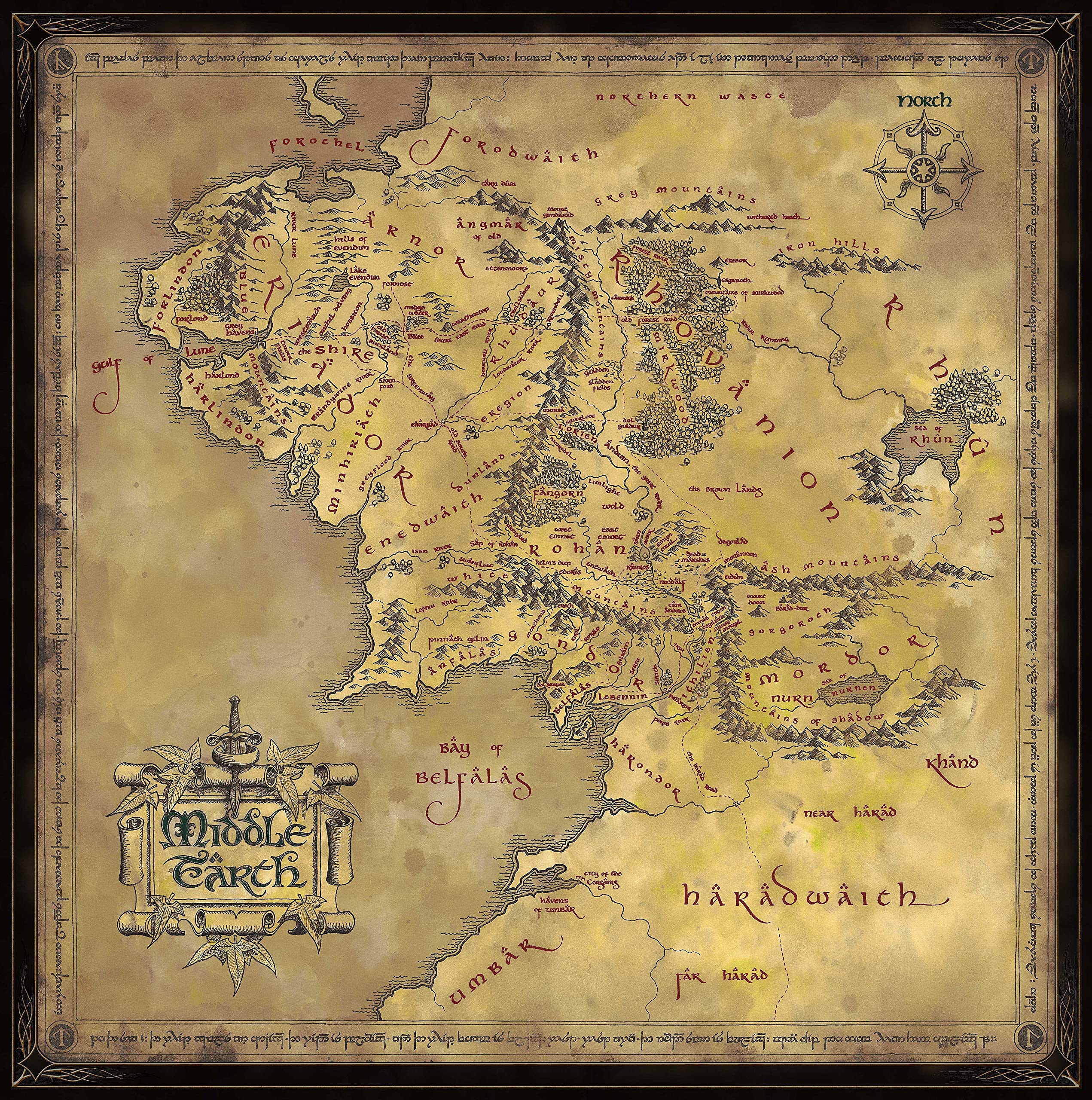The Noble Collection - The Lord Of The Rings Mappa della Terra Di Mezzo Puzzle 1000 Pz
