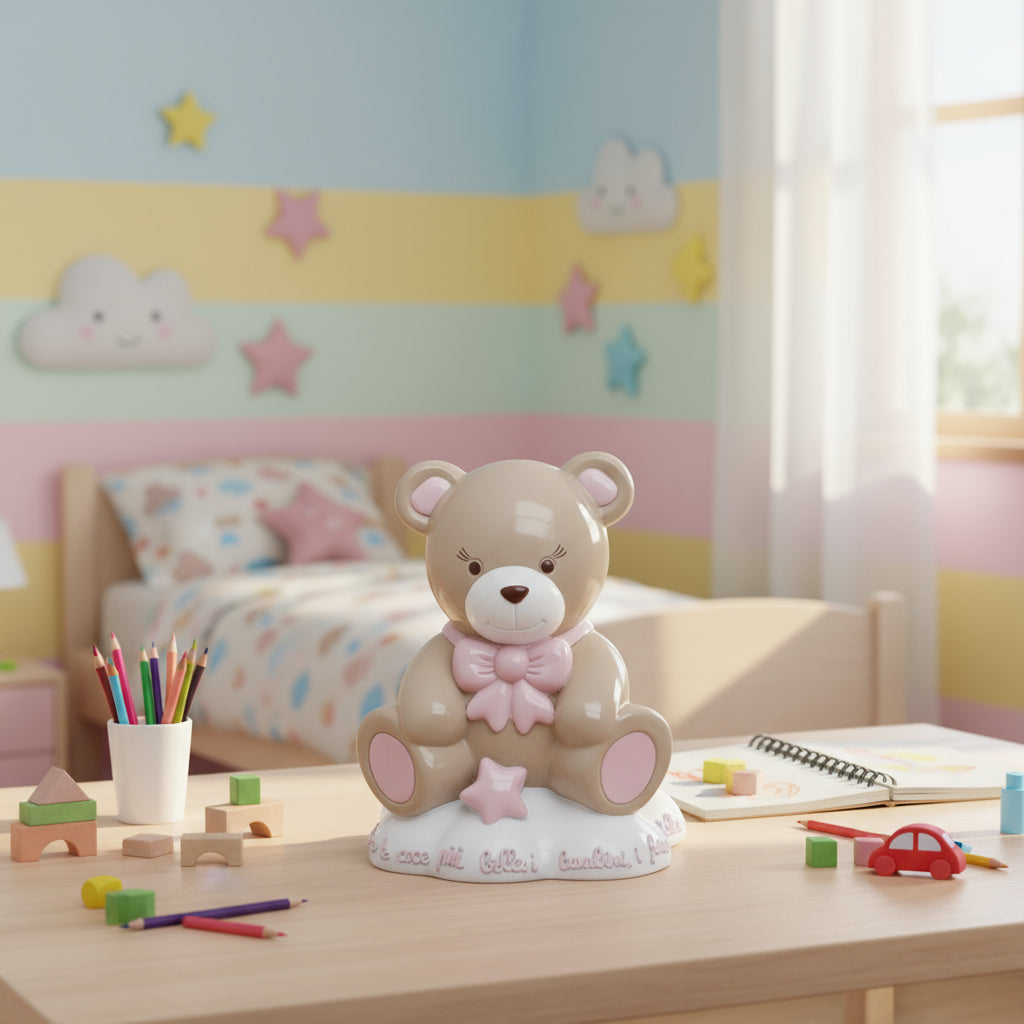 Henriette - Salvadanaio Orsacchiotto Rosa - D17379