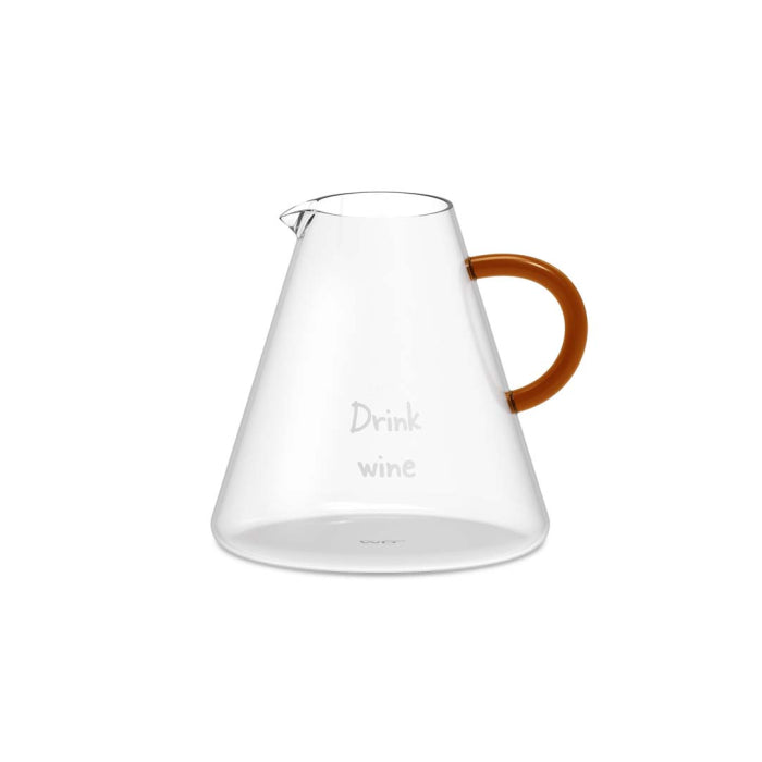 WD Lifestyle - Brocca in Vetro Borosilicato con Manico Marrone e Scritta Decorativa