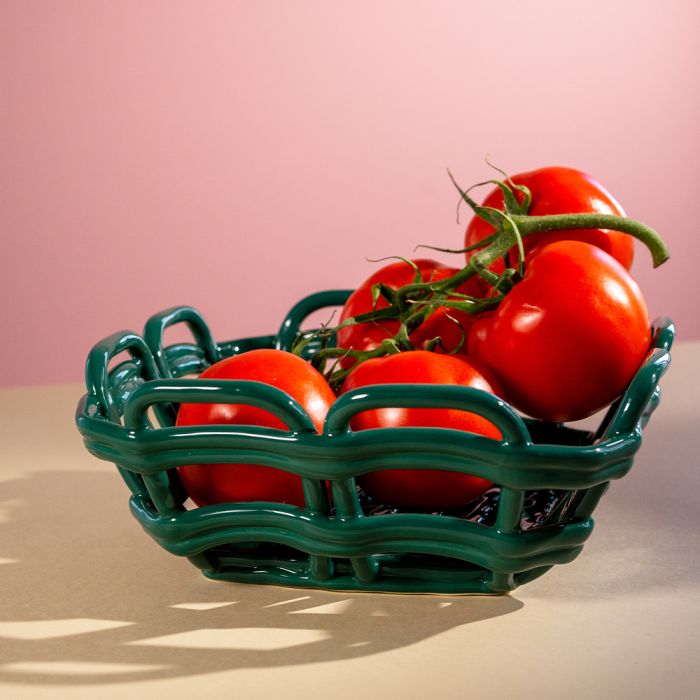 WD Lifestyle - Cestino Centrotavola in Ceramica Verde