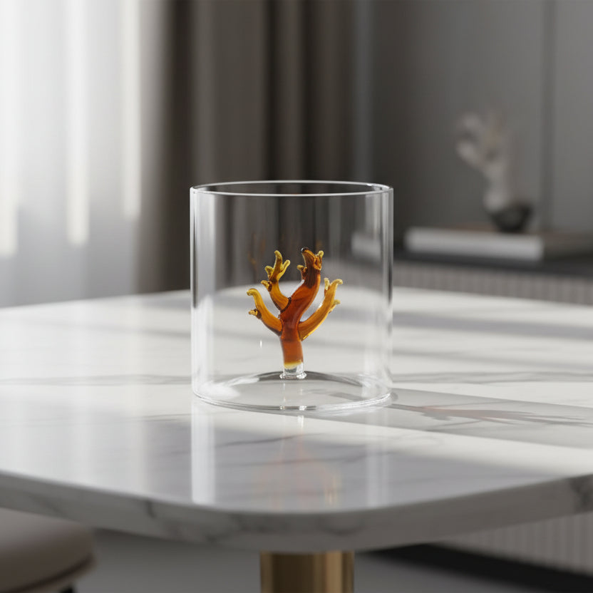 WD Lifestyle - Bicchiere in Vetro Borosilicato Corallo