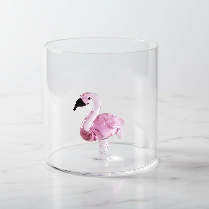 WD Lifestyle - Bicchiere in Vetro Borosilicato Fenicottero