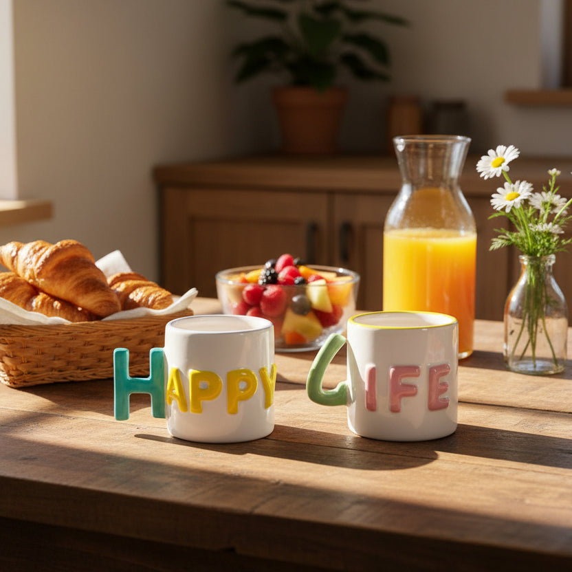 WD Lifestyle - Set 2 Tazzine Caffè con Scritta Happy Life WD898HAP
