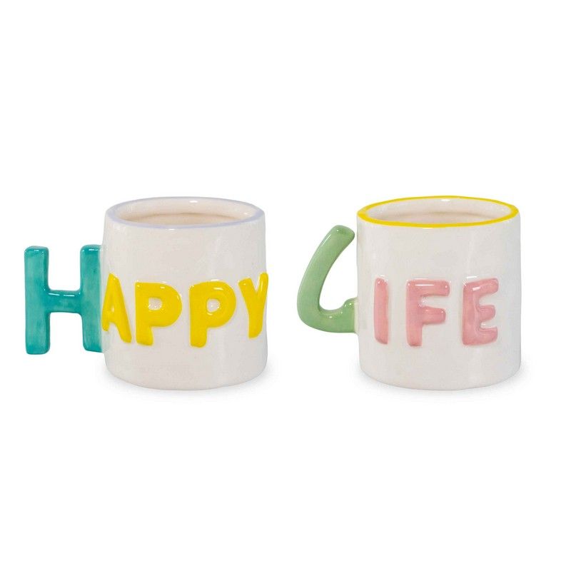 WD Lifestyle - Set 2 Tazzine Caffè con Scritta Happy Life WD898HAP