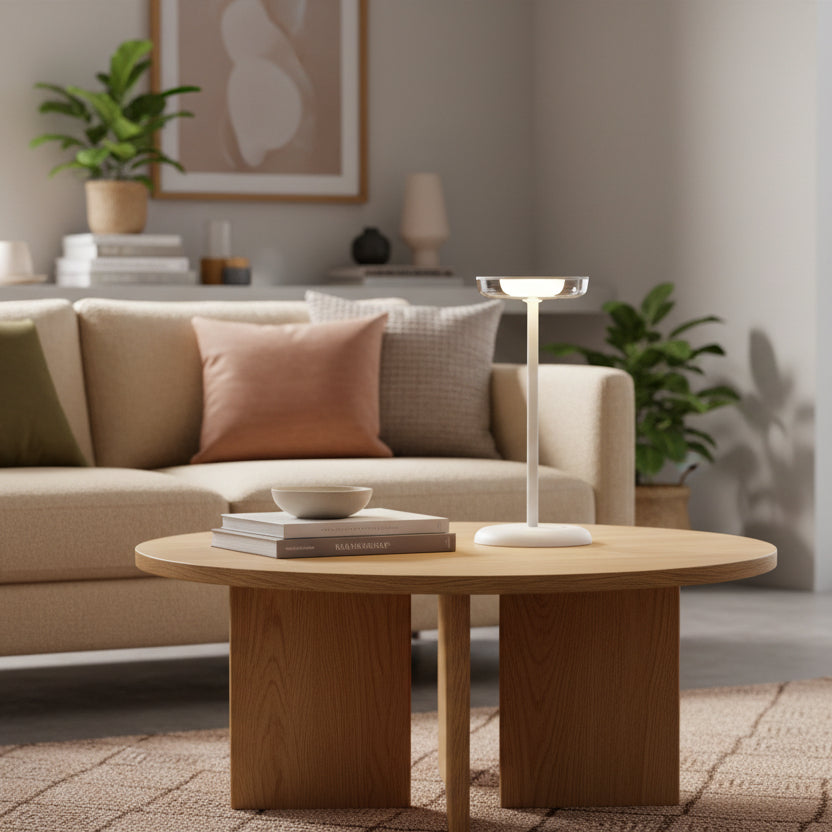 WD Lifestyle - Lampada da Tavolo Bianco Ricaricabile