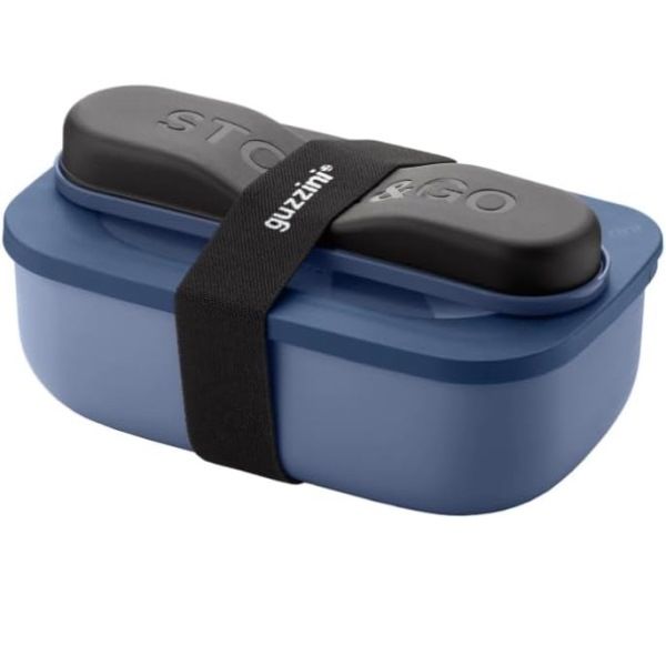 Guzzini - Store & Go Set Lunch Box con Posate da Viaggio Blu Zaffiro