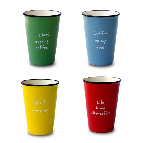 WD Lifestyle - Set di 4 Mug Multicolor con Scritte