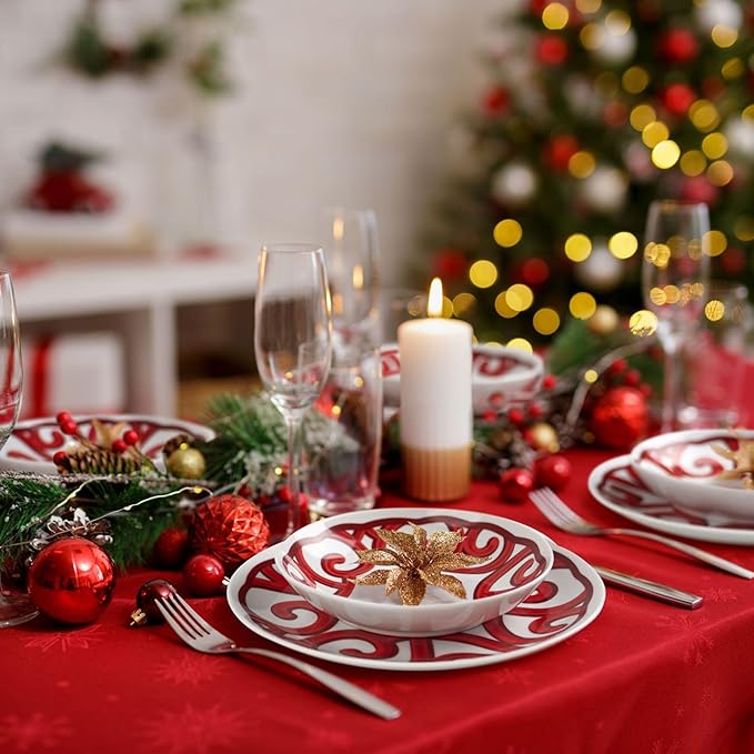 Guzzini - Harmonia Servizio Piatti 6 Posti Natalizio Rosso