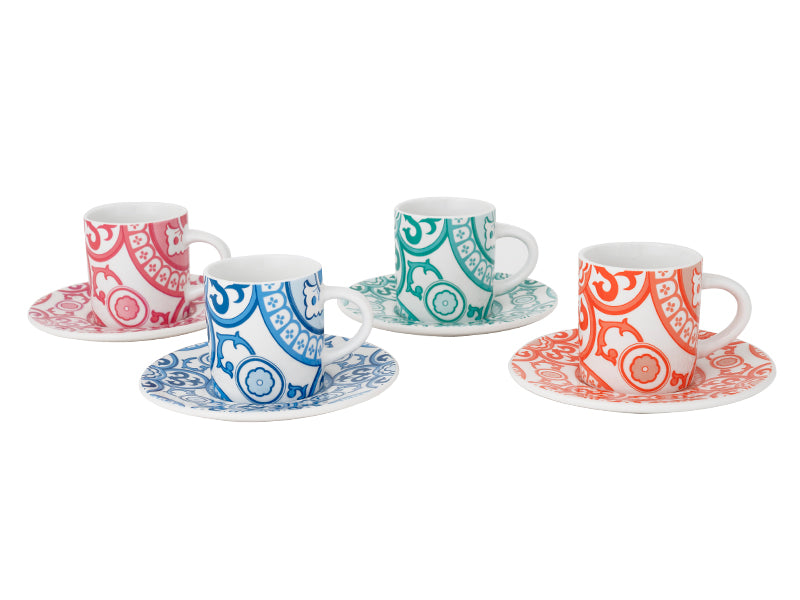 Bialetti -  Set 4 Tazzine Multicolor con Piattino