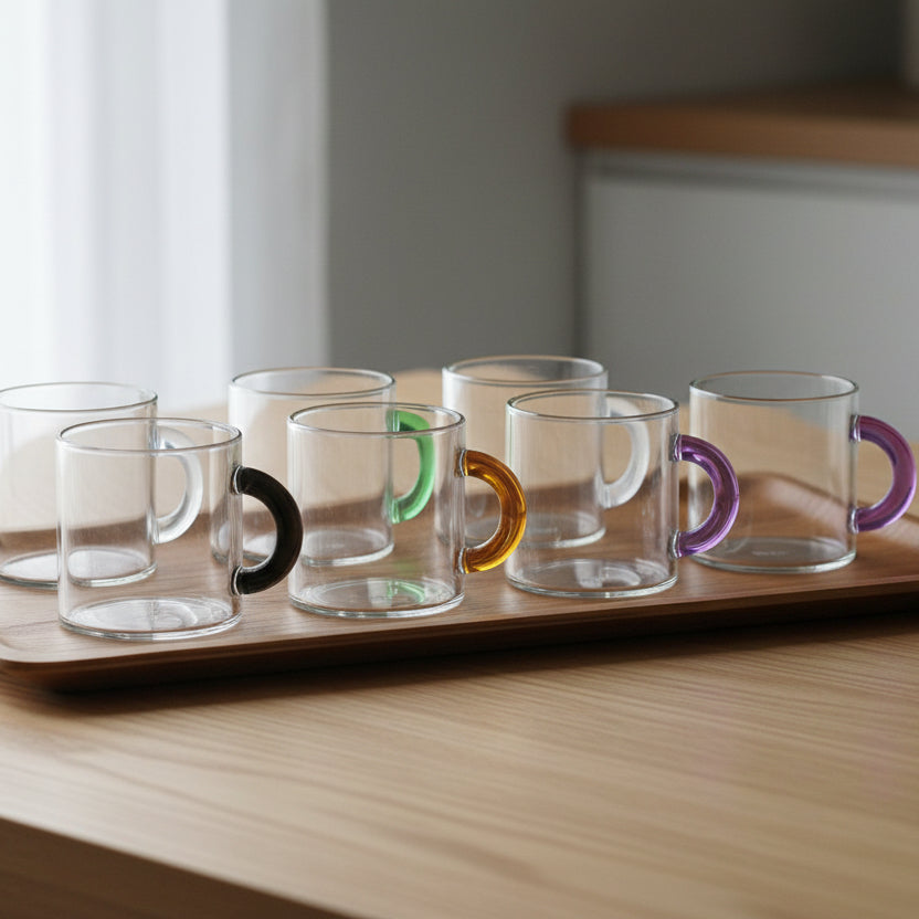 WD Lifestyle - Set di 6 Tazzine da Caffè Senza Scritta in Vetro