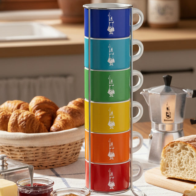 Bialetti - Set 6 Tazzine Impilabili Multicolor